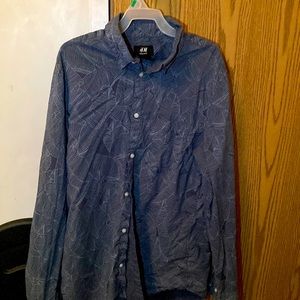 H&M long sleeve Mens Small Blue palm tree shirt